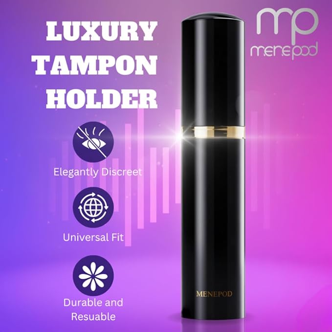 Menepod Luxury Tampon Holder For Purse,Cigarette Case,Pad and Bag Storage,Feminine Care,Discreet Travel Essentials Organizer Accessory Ideal for Women, Ladies, and Girls (Midnight Shine)