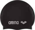 Arena Classic Unisex Soft Silicone Swim Cap for Women and Men, Intensive Training and Racing Comfortable Non-Slip Long Hair Swimming Hat, Black/Silver
