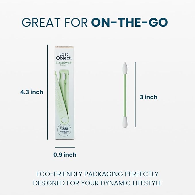 LastSwab Reusable Q-Tips for Makeup - Precision Silicone Cotton Swabs for Eyeliner, Mascara & Touch-Ups - Eco-Friendly Washable Q Tip Alternative - Zero Waste, Travel Case - Green