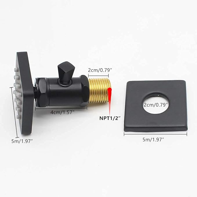 Solid Brass Shower Body Spray with On Off Switch Massage Square Body Jets Wall Mount, Rotating Matte Black Body Sprayers NPT 1/2” Female, Flow Can Be Controlled