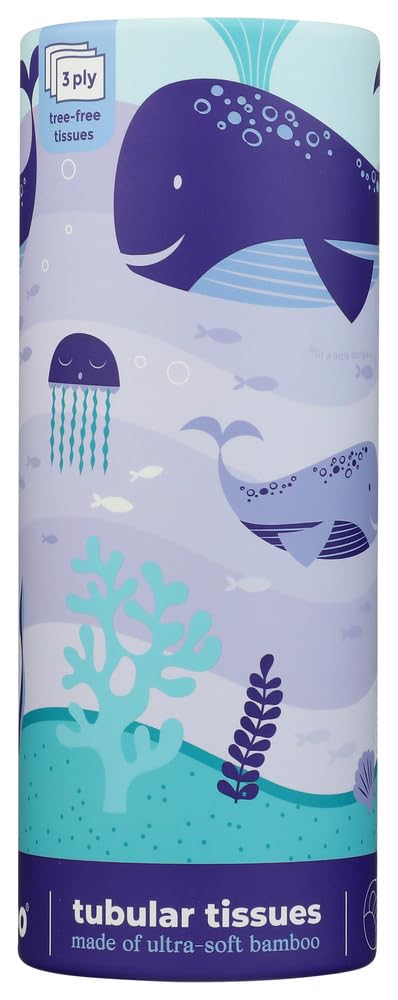 Bim Bam Boo 100% Bamboo Facial Tissue Tube, 3-ply Hypoallergenic Travel Tissues in Car Tissue Holder, 1 Eco-Friendly Cylinder Tissue Tube