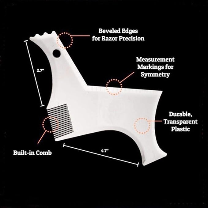 Beard Shaper Template Shaping Tool, Premium Quality Template Shaping for Goatee Mustache Sideburns Facial Hair Trimming Grooming Guide for Men Jaw Cheek Neck Line Symmetric Curve