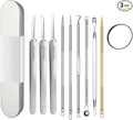 Blackhead Tweezers Remover, Stainless Steel Blackhead Remover Kit, Professional Pimple Extractor Popper Tool Kit, for Forehead, Facial and Nose (9pcs+15xMagnifying Glass)