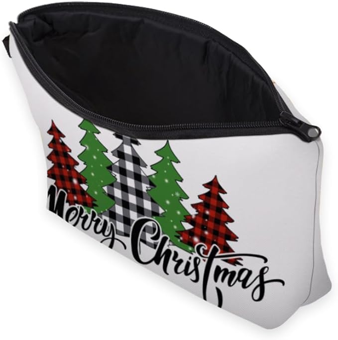 Loomifang Small Makeup Bag Cosmetic Bag for Women, Pretty Design Organizer Case with Zipper Closure, Lightweight and Water-Resistant Make Up Bag - 8.65"x 5.35" x 7.08"（Merry Christmas）