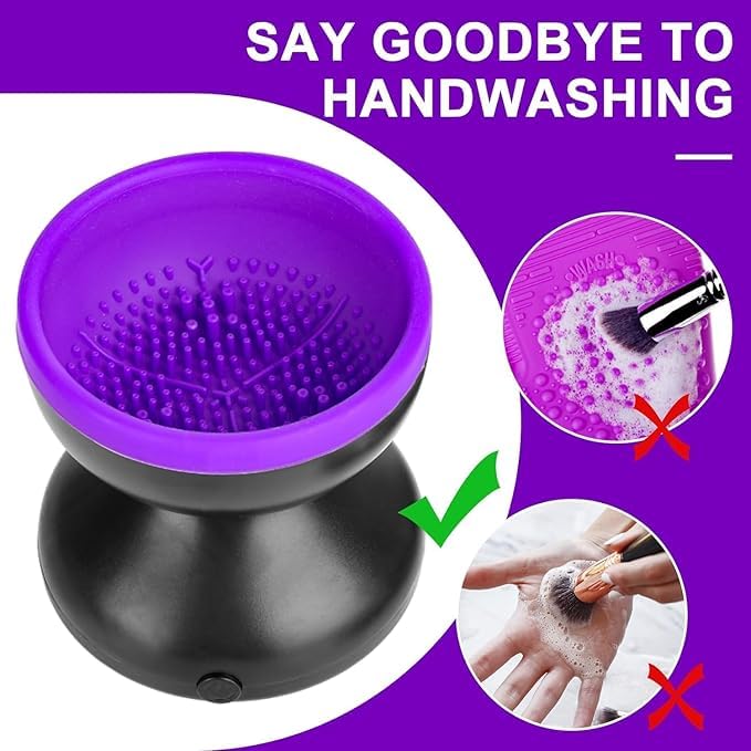 AIQIBAO Portable Electric Makeup Brush Cleaner Machine，USB Cosmetic Brush Cleaner Tools Automatic Brush Silicone Brush Spinner Wash and Dry Deep Cleaning Machine (C)