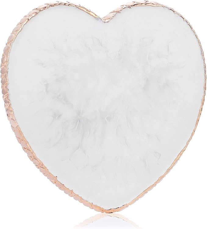 WLLHYF Resin Nail Art Palette Gold Edge Nail Holder Heart Shaped Color Makeup Foundation Mixing Tools Display Board Gel Nail Art Color Mixing Palette Painting Tray Manicure Tool