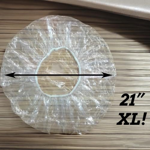 STYLETEK® 100 PCS Disposable Clear Processing/Shower Hair Caps, 21” XL Size, Thick Waterproof conditioning capes