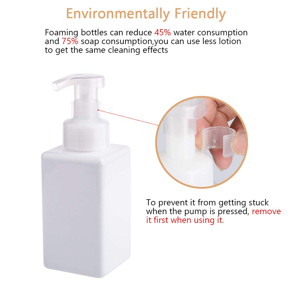 Foaming Soap Dispenser, 22oz Plastic Refillable Pump Bottle, 2 Pack, White