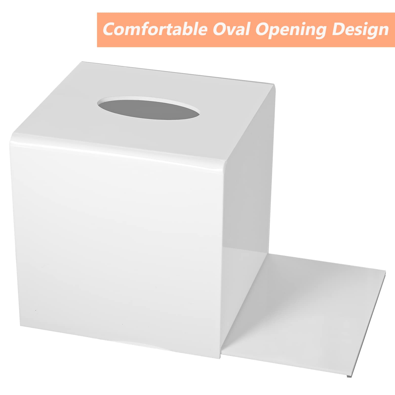 Kamehame Tissue Box Cover Square Acrylic Tissue Holder 5.25x5.25x5.5 Inch White Dryer Sheet Holder Container Tissue Dispenser for Home Bathroom Kitchen and Office
