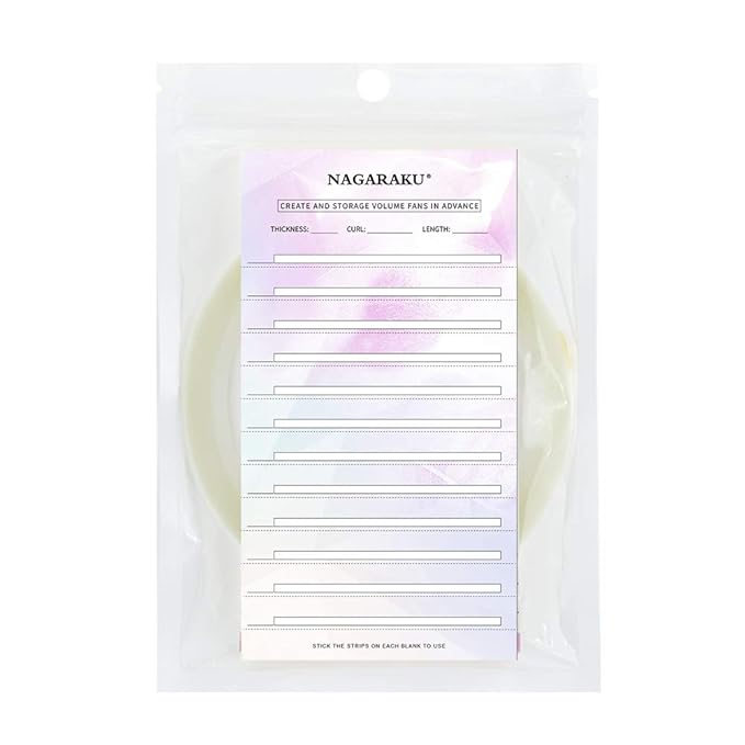 NAGARAKU Eyelash Extension Storage Card Premade Fans Volume Lash Storage 2mm Sticky Strip False Eyelashes Paper Card (20 Sheets with 1 Roll Tape)