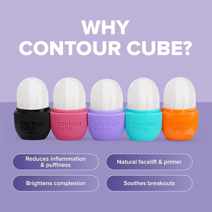 Contour Cube Original - Ice Roller for Sculpting & De-Puffing - Face Ice Roller & Massager with BPA-Free Silicone - Ice Mold for Face - Skin Care Tools for Daily Skincare (180ml) - Violet