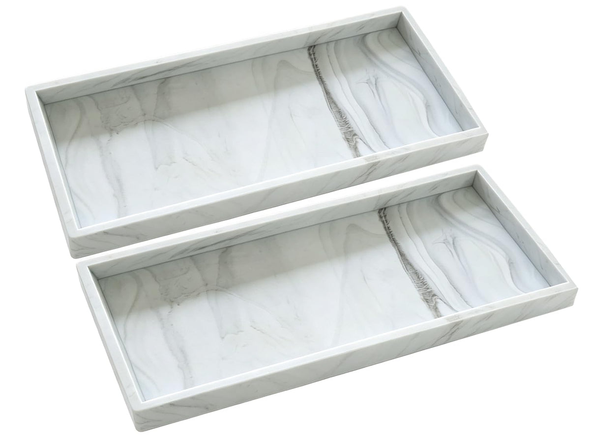 BiSUAN 2 Pack Silicone Bathroom Vanity Tray Large 11.8" ＆ Small 7.8" Set