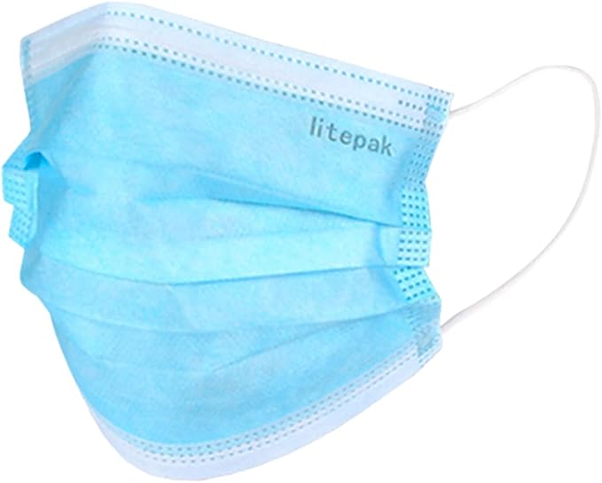 Litepak 500pcs Disposable Face Masks, 3-Ply Dust Mask for Work, Nose Wire