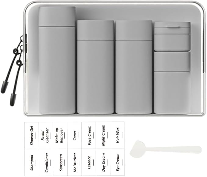 Sprigold 5 Pack Brief and Fashion Travel Bottles TSA Approved, BPA Free Travel Size Travel Containers Refillable Squeeze Bottles for Cosmetic Shampoo Cream Conditioner Lotion Soap… (Nordic grey)