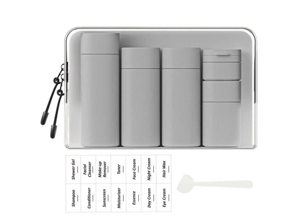Sprigold 5 Pack Brief and Fashion Travel Bottles TSA Approved, BPA Free Travel Size Travel Containers Refillable Squeeze Bottles for Cosmetic Shampoo Cream Conditioner Lotion Soap… (Nordic grey)