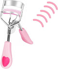 Stainless Steel Eyelash Curler with Built-in Comb Pinch Pain-Free Suitable for Any Eye Shapes and Sizes, with 5 Silicone Refill Pads (Peach Pink)