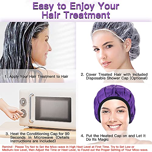 Beautybaby Cordless Deep Conditioning Heat Cap, Microwavable Treatment Steaming Heat Cap for Thermal Spa Curly Hair, 100% Natural Cotton Flaxseed Seed Interior