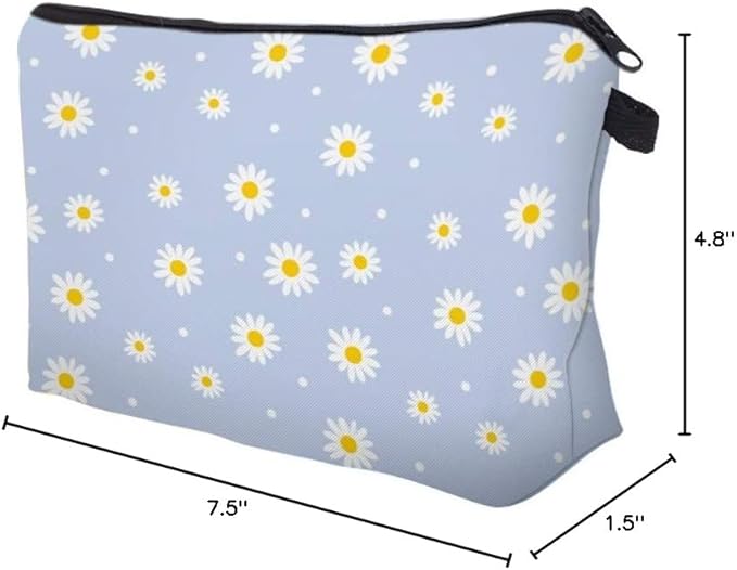 Aiphamy Cute Travel Makeup Bag Cosmetic Bag Small Pouch Gift for Women (Daisy)
