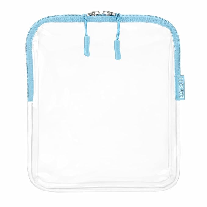 BORSALI TSA Approved Toiletry Bag, Light Blue, Clear Quart Size