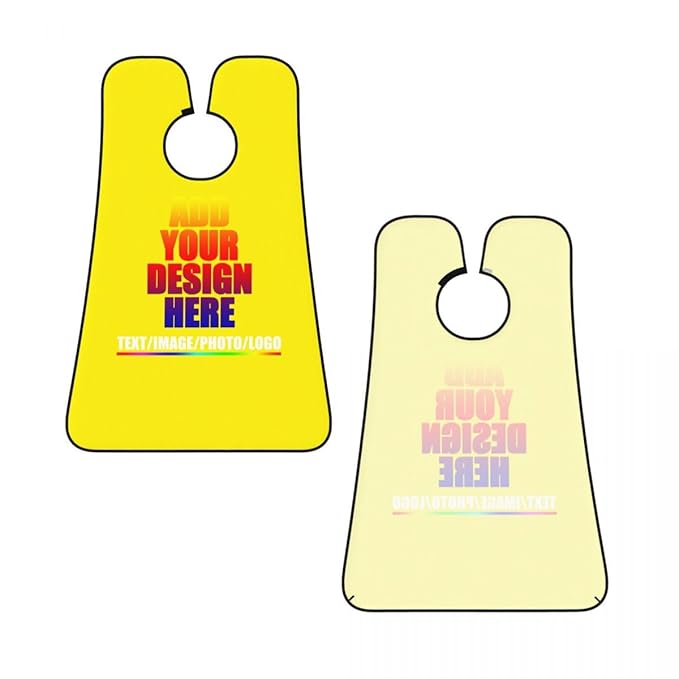 Custom Beard Bibs Apron Personalized Beard Hair Catcher Add Photo Picture Text Waterproof Beard Shave Cape for Shaving Trimming for Birthday Father's Day Gifts Yellow