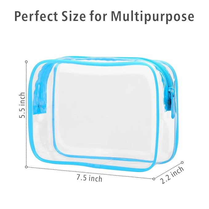 PACKISM TSA Approved Toiletry Bag - Clear Makeup Bag, Black White Blue
