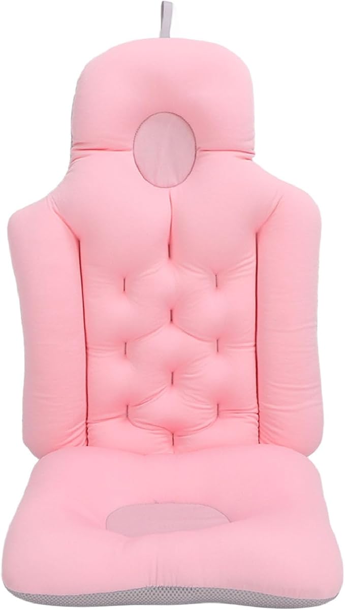 Natudeco Bathtub Cushion Bathtub Pillow Soft Breathable Folding Headrest Back Support Bath Pillow Cushion for Adults Spa(Pink)