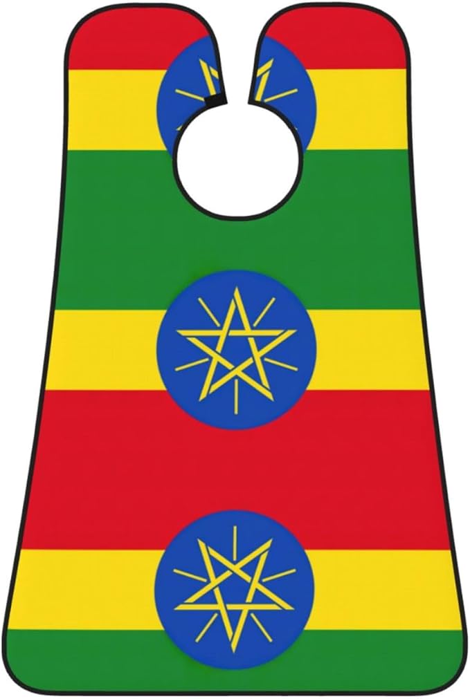 YQxwJL Flag Of Ethiopia Print Beard Bib Shaving Apron, Beard Hair Trimming Cape Gift For Dad