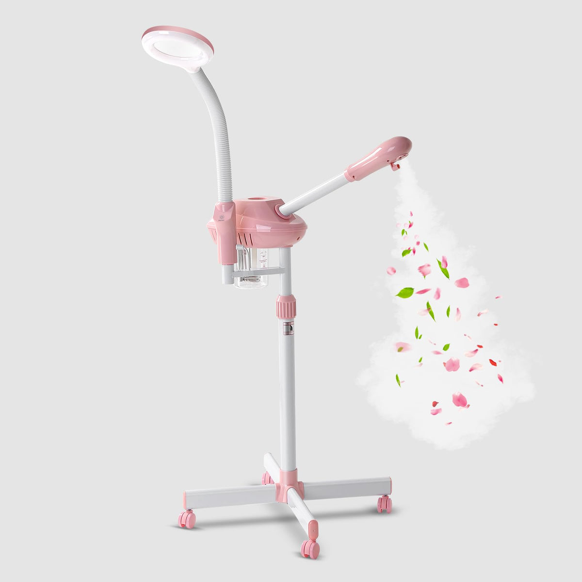 Niuadage Professional Facial Steamer,Ozone Face Steamer on Wheels (Pink)