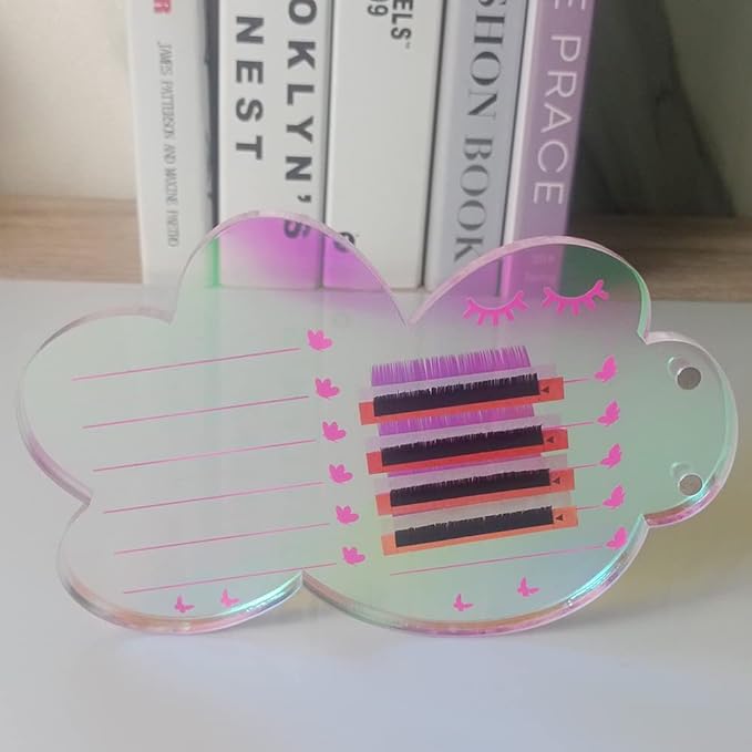 Grafting False Eyelash Acrylic Extension Pallet, Eyelash Extension Tweezers Plate Pad Makeup Palette Individual Training Tools Dazzling (Cloud-shaped A （5.51x3.94in）)