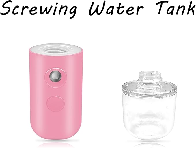 Kingsmile Nano Mist Sprayer, Electric Nano Mister, Portable Face Mister for Eyelash Extensions & Daily Care, Mini Face Humidifier, Facial Mister with 1OZ /30ML Large Capacity Screwing Water Tank Pink