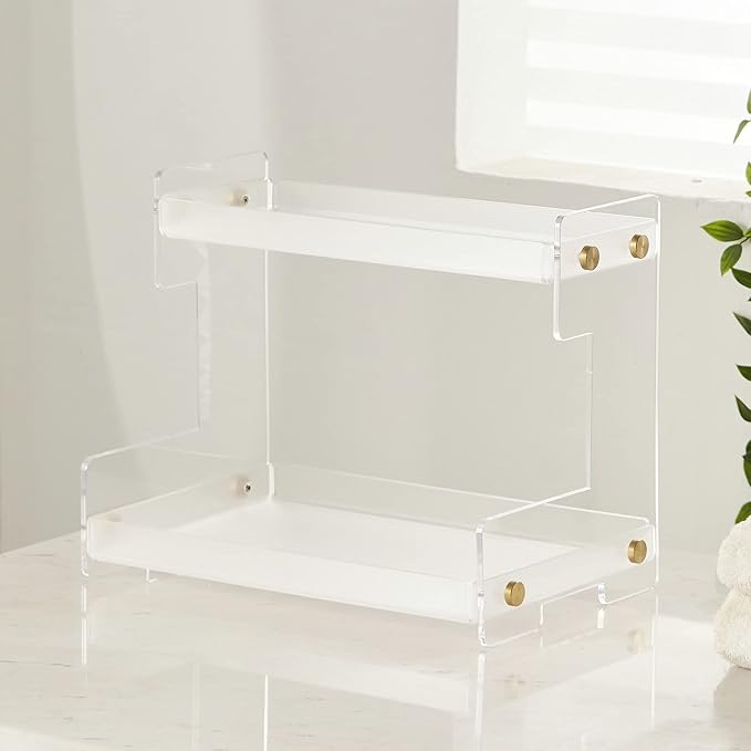 FFK Bathroom Organizer Countertop, 2 Tier Bathroom Counter Organizer Kitchen Spice Rack Cosmetic Organizer,Countertop Storage for Bathroom, Kitchen, Living Room, Bedroom, Dressing Table