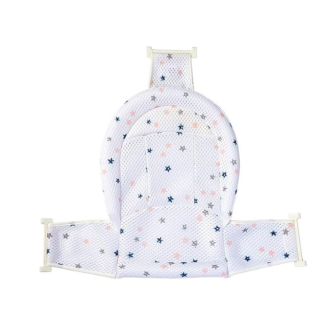 Breathable Mesh Newborn Baby Bath Mat Floating Foam Baby Tub Pillow Adjustable Non-Slip Bath Seat Pad Bath Cushion for Bathtub for 0-18 Months(NO TUB)