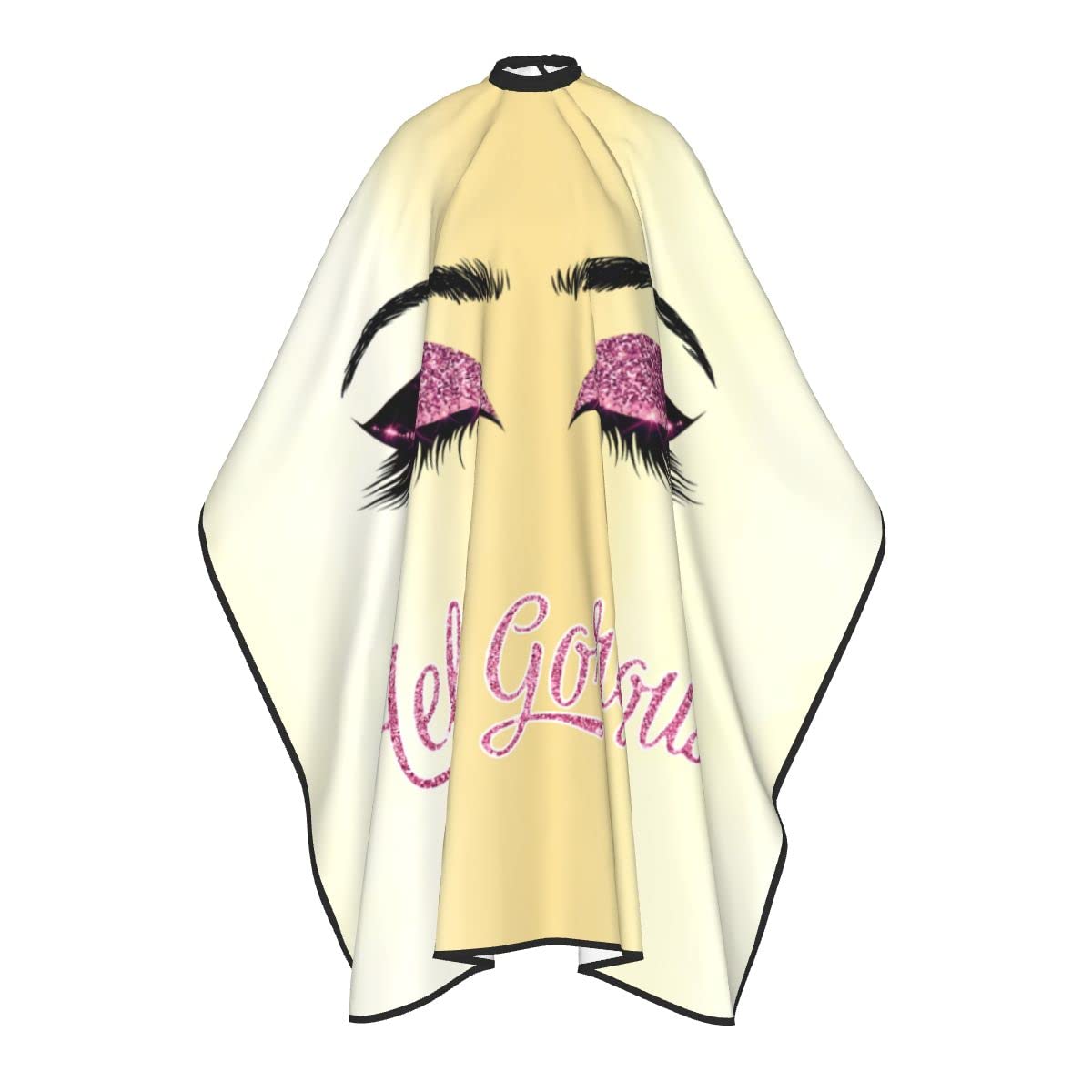 Carwayii Barber Cape Hello Girl Gorgeous Pink Eyelash Glitters Professional Salon Apron Water Resistant Golden Yellow Hair Cutting Cape Anti-Static Barbershop Kits For Women 55''X66''