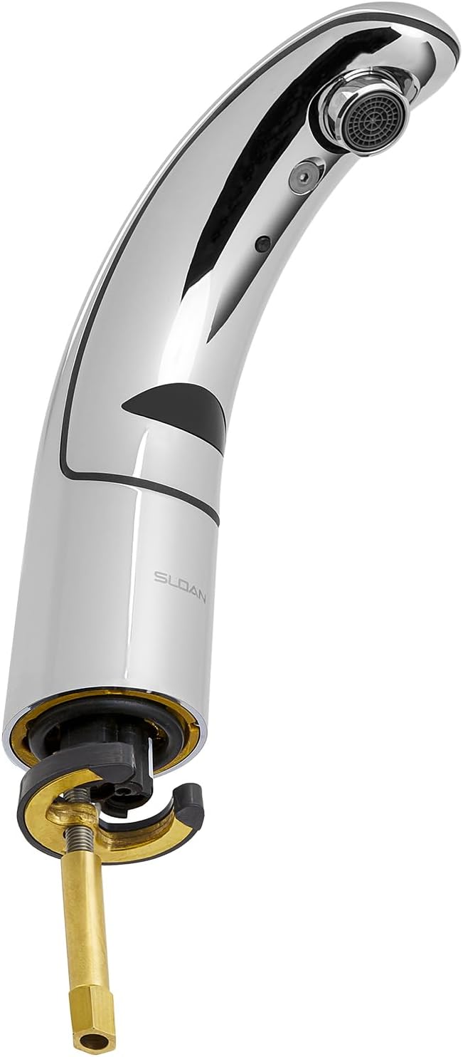 Sloan Optima EAF-150 Sensor Activated Touch-Free Faucet, Commercial Grade w/Mounting Hardware - 0.5 GPM Battery-Powered Deck-Mounted Mid Body, Polished Chrome Finish, 3335109