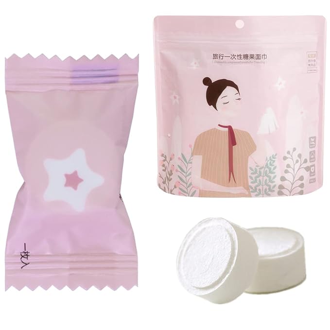VanFn Disposable Towel, Compressed Towel, Mini Disposable Compressed Washcloth, Cotton Portable Disposable Compressed Towels Perfect For Travel, Home & Outdoor Activities, Nacai Series (50PCS)