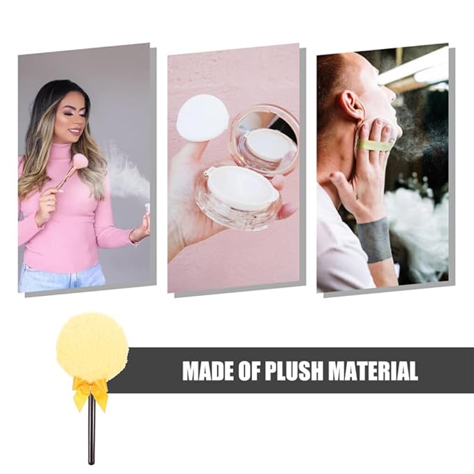 Beavorty Body Powder Puff with Handle 6.29 in Handheld Fluffy Dusting Puff for Loose Powder and after-Bath Soft Applicator for Body Makeup Travel Use 2 Pcs