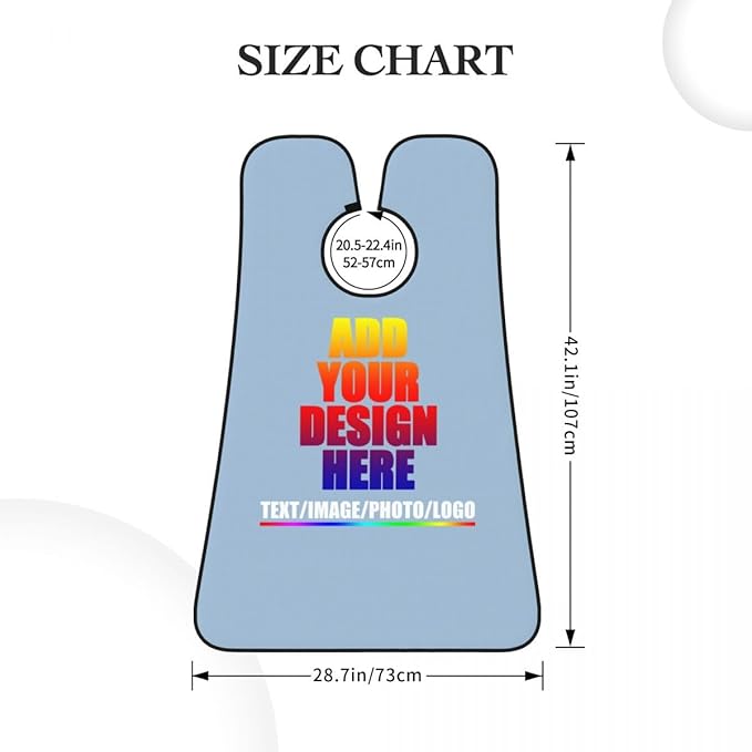 Custom Beard Apron for Men Personalized Gift with Name Image Picture Text Beard Shave Cape Customized Beard Trimming Catcher Bib for Bathroom Light Blue