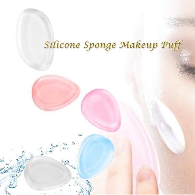 ZHome Washable Silicone Sponge Jelly Applicator for Cream Gel Foundation - Face Silisponge Cosmetic Beauty Makeup Tools Blender Purple 4PCS