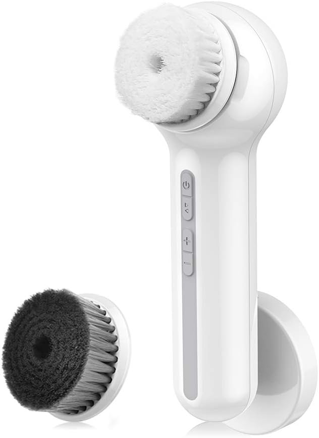 Face Scrubber Exfoliator, TOUCHBeauty Upgraded Rechargeable Electric Facial Cleansing Brushes with 3 Brush Heads,360° Spin Rotation for Exfoliating, Massaging and Deep Cleansing, Waterproof