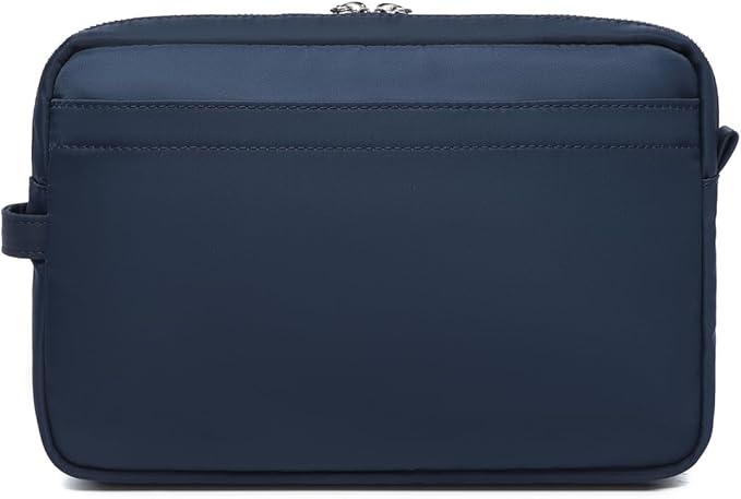 Storage Bag-arge Cosmetic Bag for Women Travel Makeup Bag Zip Up Bag Pure Cotton Canvas Can be Suspended (Navy Blue)