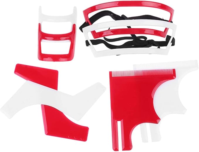 Jeorywoet Beard Shaping Tool Kit Neckline Shaving Template Guide Set Red