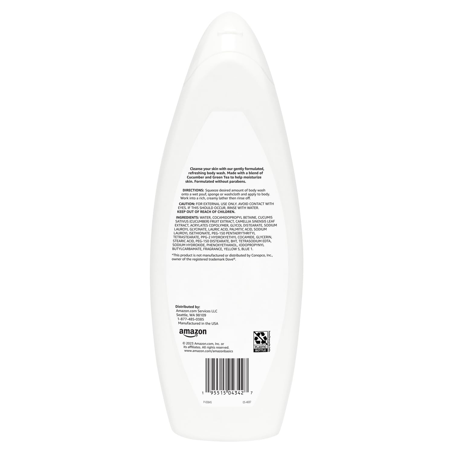Amazon Basics Refreshing Nourishing Body Wash, Cucumber & Green Tea, Moisturizing, Paraben Free, Rich Lather, 22 fl oz (1-Pack)