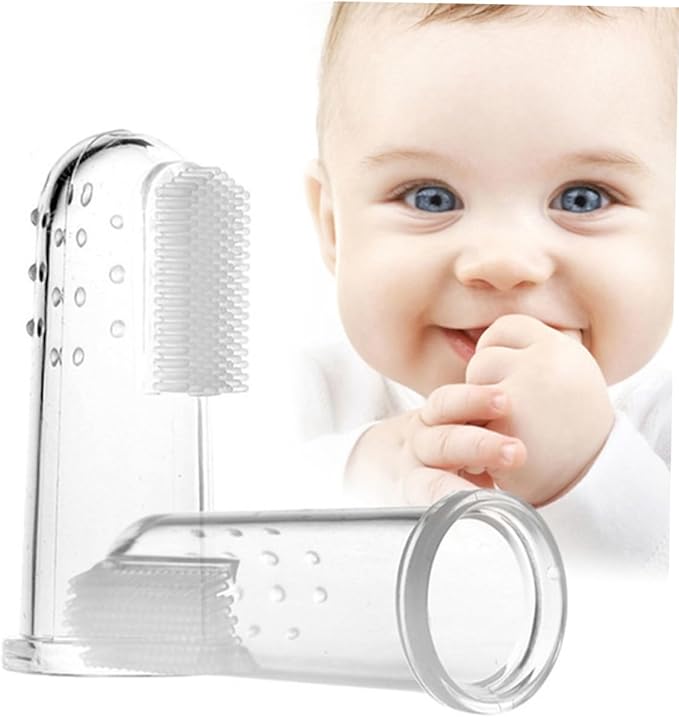 2pcs Finger Toothbrush Oral for Teething Relief Gentle Gum Cleaning Tool for Boy Girl Transparent for Teeth