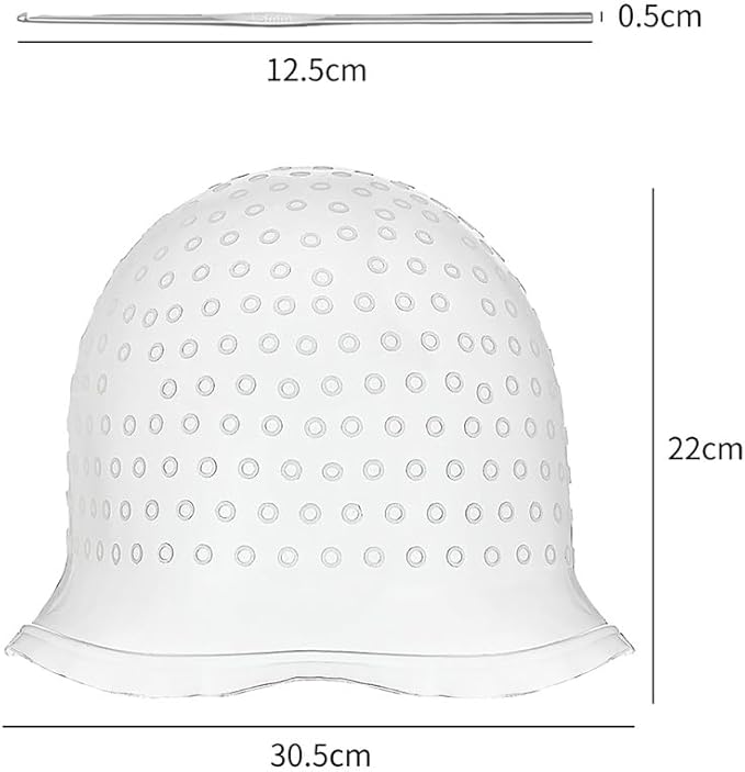 Silicone Hair Highlighting Cap Hair Colouring Highlight Cap Salon Hair Dye Cap Dying Hair Head Cap Reusable Hair Coloring Cap Hair Hairdressing Dyeing Cap with Crochet Hook