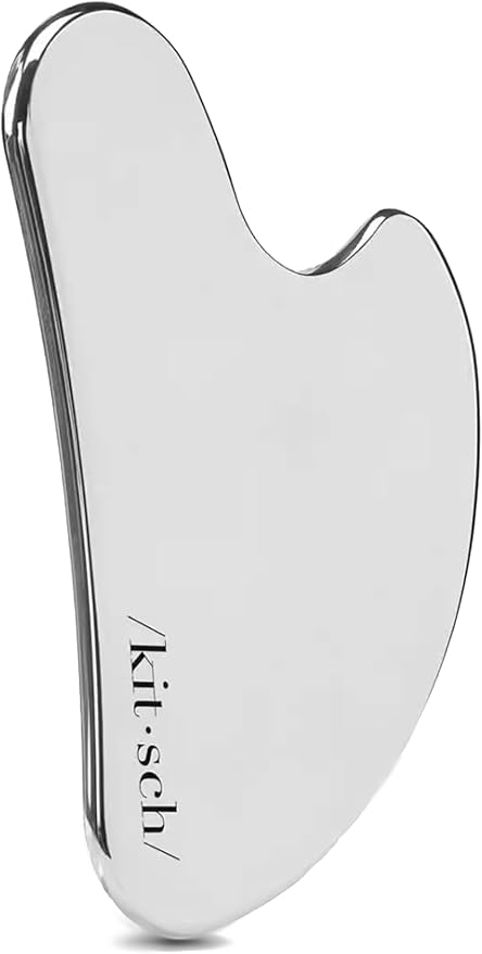 Kitsch Stainless Steel Gua Sha Facial Tools - Guasha Tool for Face, Face Sculpting Tool, Jawline Shaper, Double Chin Reducer, Body Gua Sha Tools, Lymphatic Drainage Massager, Facial Skin Care -Silver