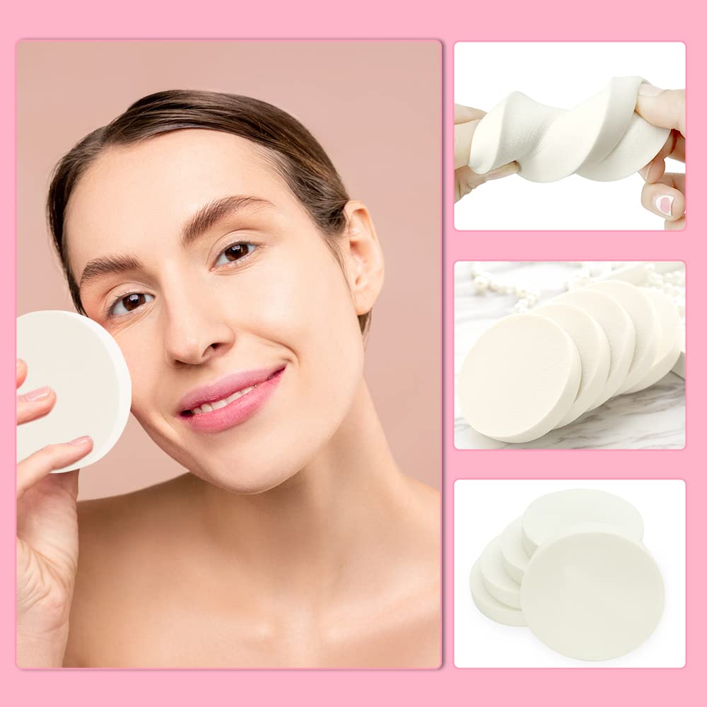 Vmiapxo 48 Pieces White Makeup Sponge, Round Cosmetic Foam Pad