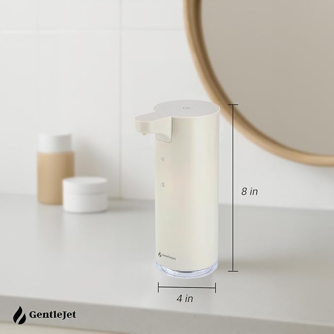 GentleJet EasyFoam Automatic Foaming Soap Dispenser, Touchless USB-C Rechargeable Sensor Pump, 304 Stainless Steel, Adjustable Foam, IPX5 Water-Resistant for Bathroom & Kitchen, 10 fl oz / 300 mL