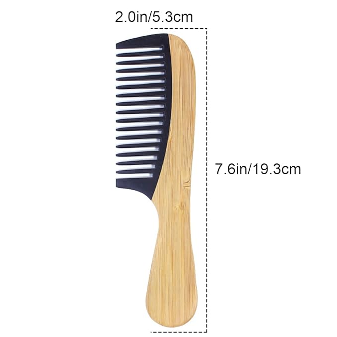 Natural Handmade Bamboo Hair Combs for Women Men, Anti-Static for All Hairstyles & Beard(7.6 in)