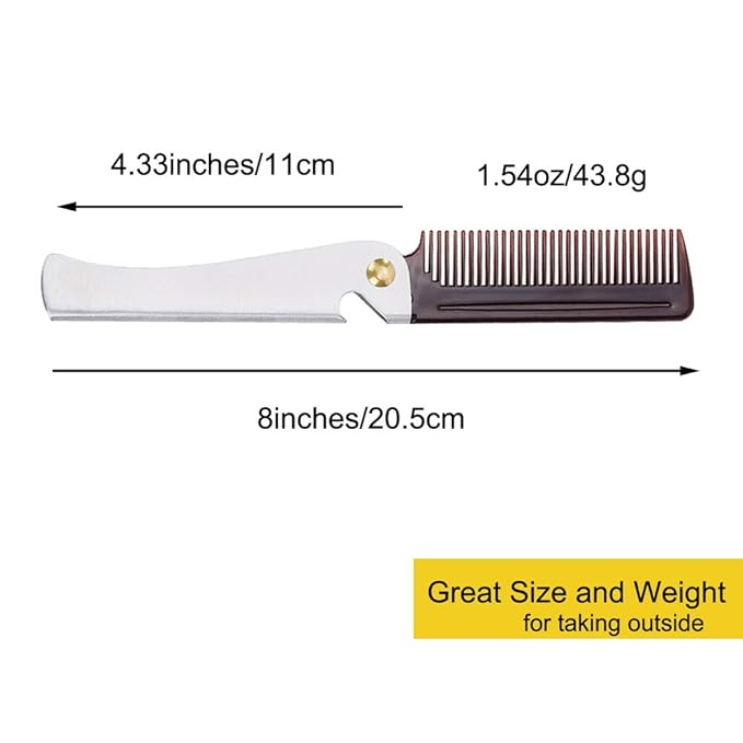 Avenoir Stainless Steel Folding Pocket Comb, Silver