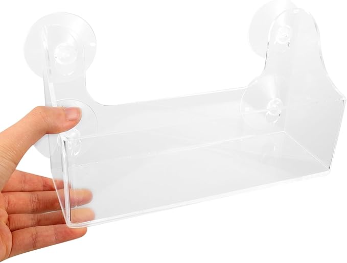 STOBAZA Suction Cup Shelf for Fridge, Clear Acrylic Fridge Door Organizer for Drinks, Spices, Small Bottles, Kitchen Storage, Bathroom, Window and Smooth Surface Use